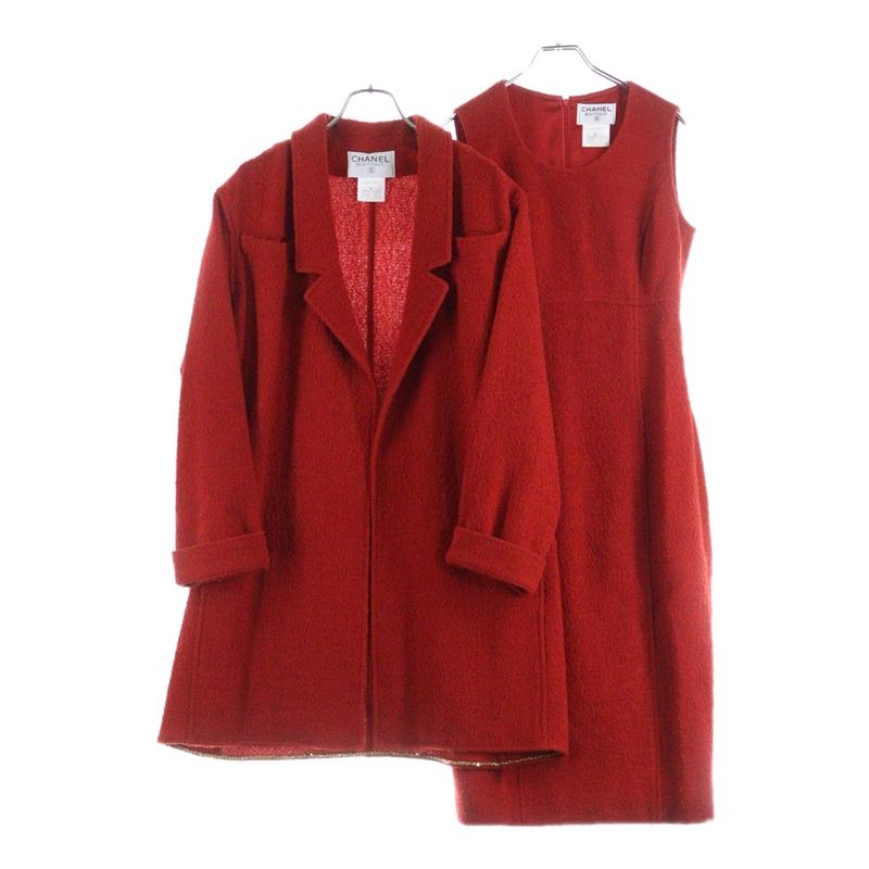 Chanel Coco Mark Setup Wool Tweed Buttonless Long Tailored Jacket Sleeveless