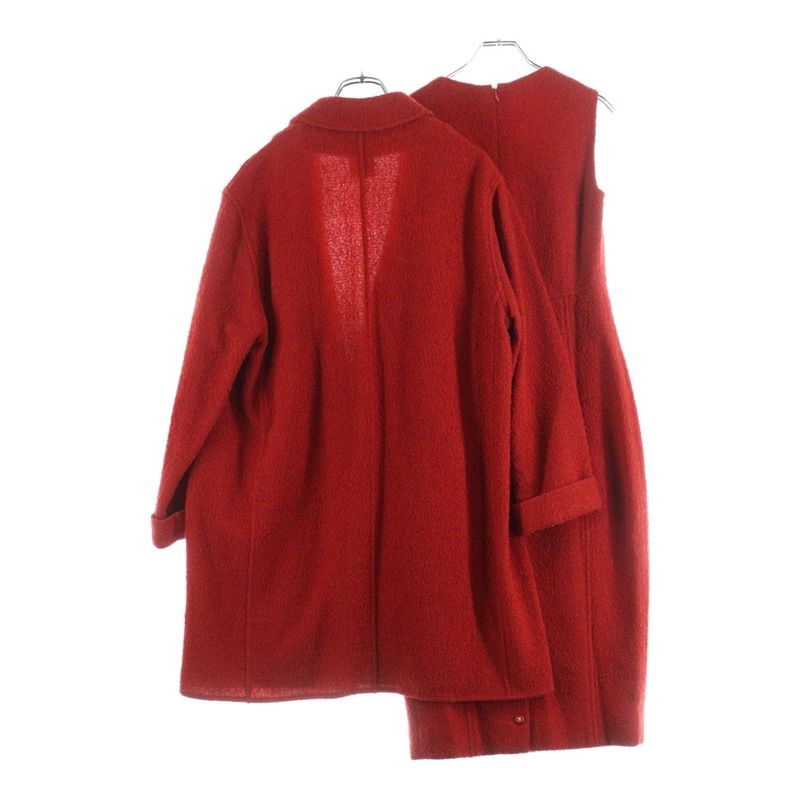 Chanel Coco Mark Setup Wool Tweed Buttonless Long Tailored Jacket Sleeveless