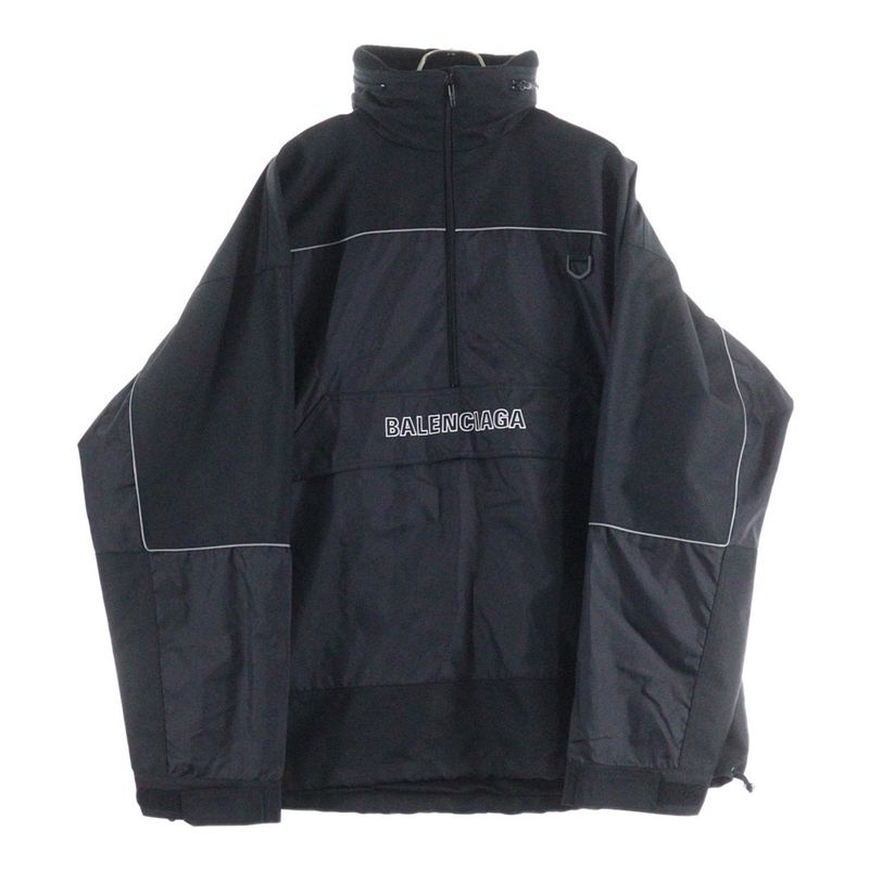 Balenciaga 18AW 80s Logo Windbreaker Nylon Jacket 533917 Ta018 Black