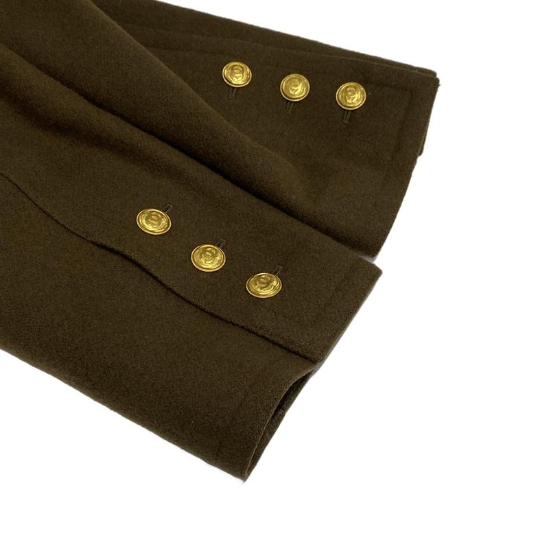 Chanel P Coat Size 40 M Womens - P08325 Khaki Long Sleeves / Winter Wool