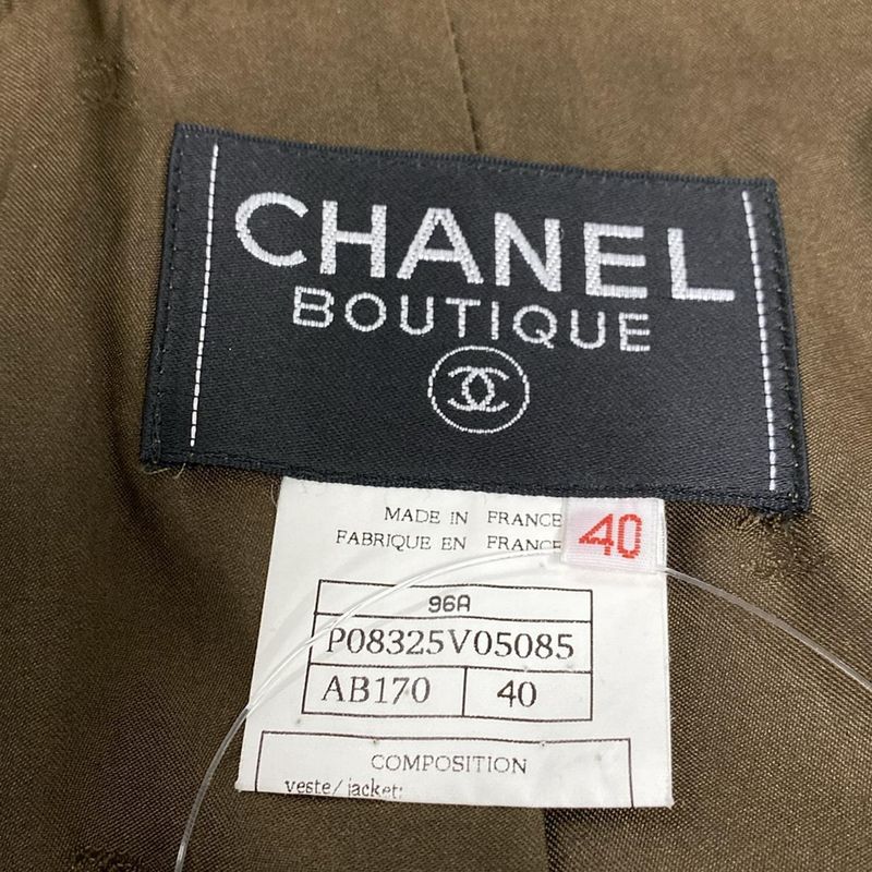 Chanel P Coat Size 40 M Womens - P08325 Khaki Long Sleeves / Winter Wool