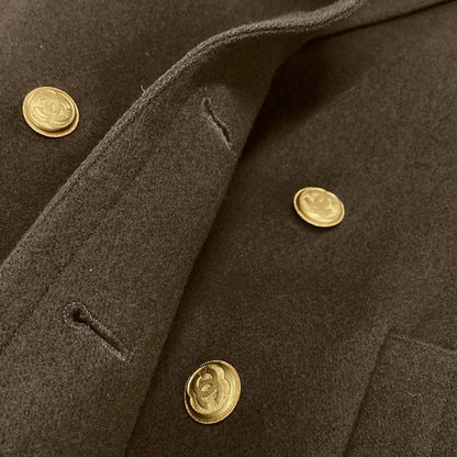 Chanel P Coat Size 40 M Womens - P08325 Khaki Long Sleeves / Winter Wool