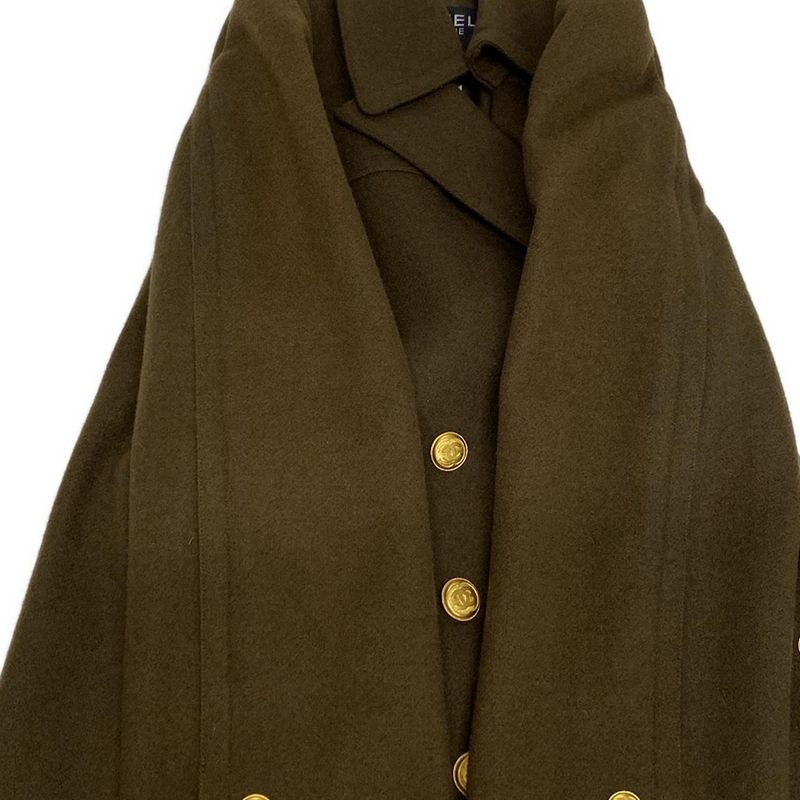 Chanel P Coat Size 40 M Womens - P08325 Khaki Long Sleeves / Winter Wool