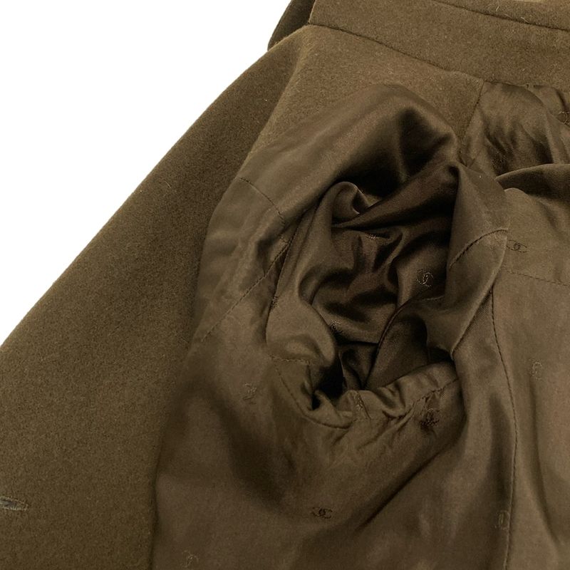 Chanel P Coat Size 40 M Womens - P08325 Khaki Long Sleeves / Winter Wool