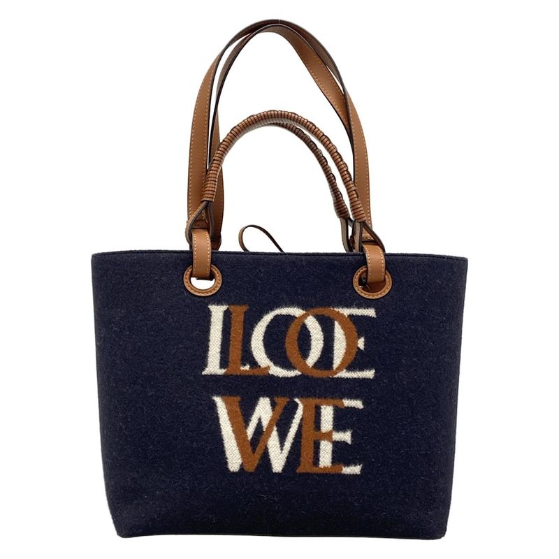 Loewe Tote Bag Anagram Tote Bag Small Brown×dark Navy 2-way Wool