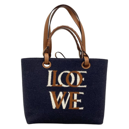Loewe Tote Bag Anagram Tote Bag Small Brown×dark Navy 2-way Wool