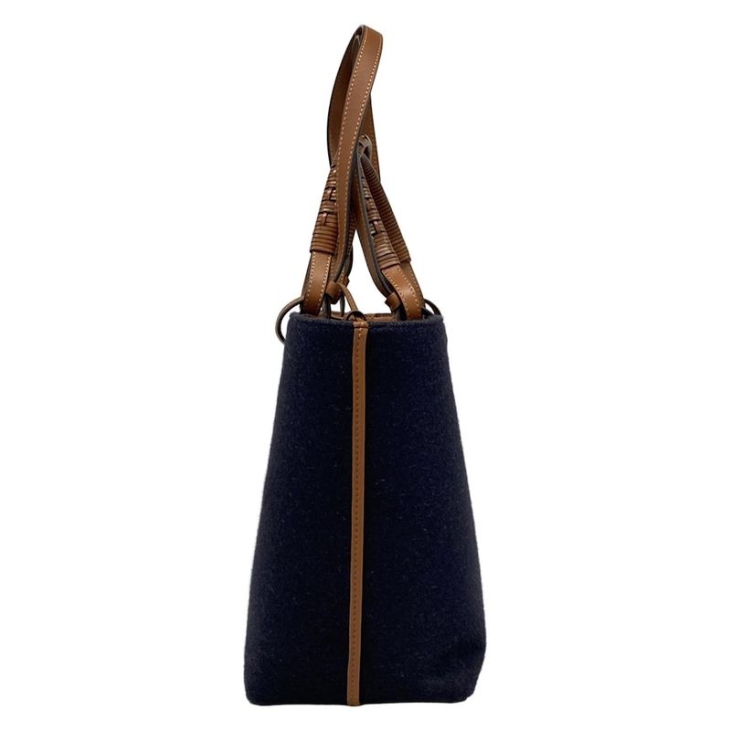 Loewe Tote Bag Anagram Tote Bag Small Brown×dark Navy 2-way Wool