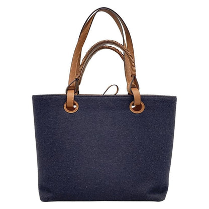 Loewe Tote Bag Anagram Tote Bag Small Brown×dark Navy 2-way Wool