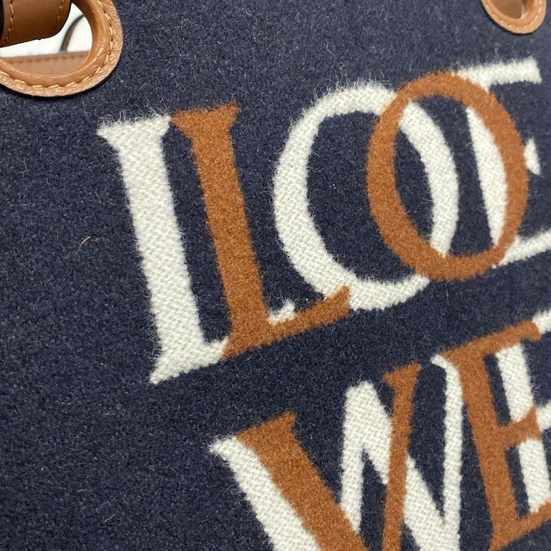 Loewe Tote Bag Anagram Tote Bag Small Brown×dark Navy 2-way Wool