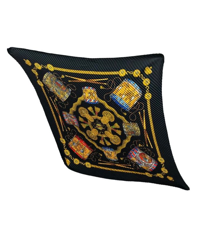 Hermes Pleated Scarf 100% Silk Les Tambours Ladies Hermes
