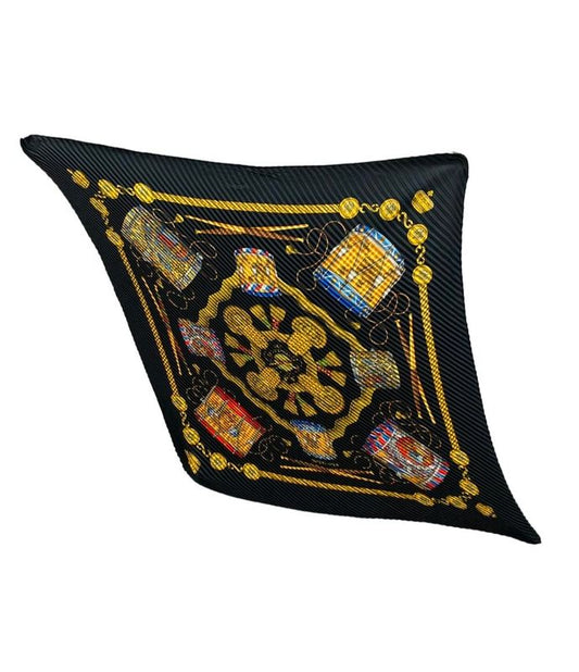 Hermes Pleated Scarf 100% Silk Les Tambours Ladies Hermes