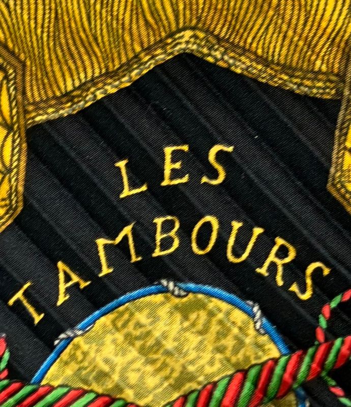 Hermes Pleated Scarf 100% Silk Les Tambours Ladies Hermes