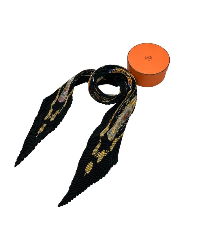 Hermes Pleated Scarf 100% Silk Les Tambours Ladies Hermes
