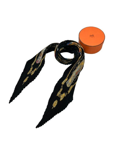 Hermes Pleated Scarf 100% Silk Les Tambours Ladies Hermes