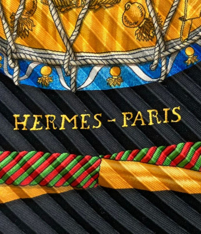 Hermes Pleated Scarf 100% Silk Les Tambours Ladies Hermes
