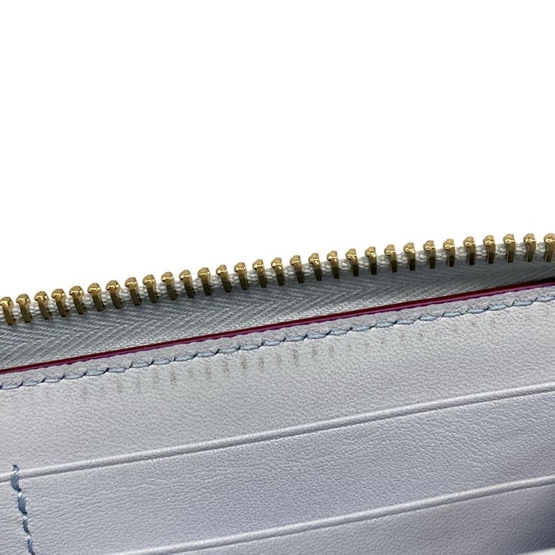 Gucci Yuko Higuchi Zip-around Wallet 847918 Light Blue X Gray X Multi Leather