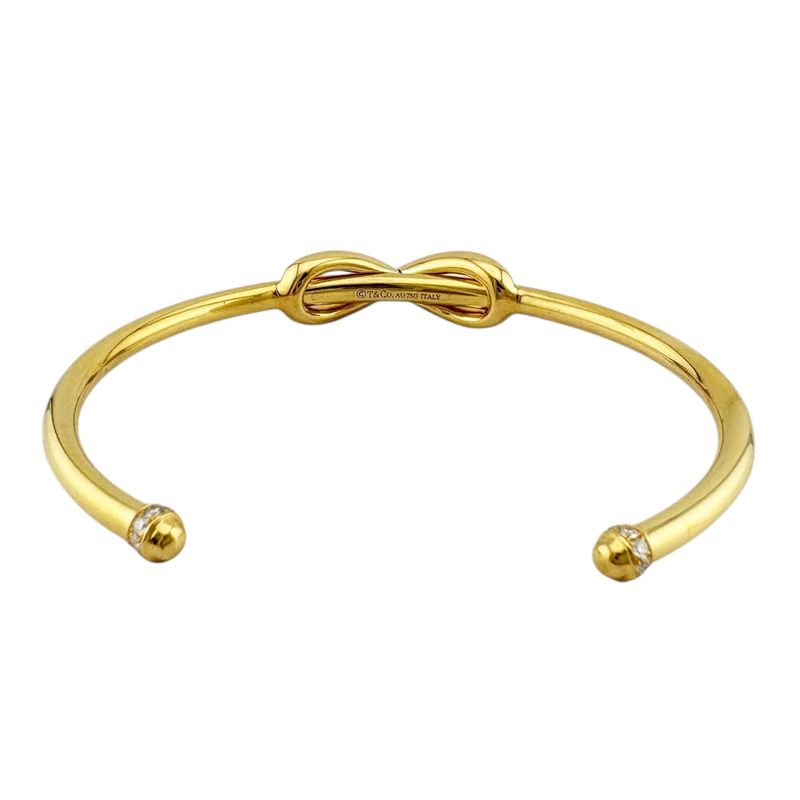 Tiffany & Co Infinity Cuff Bangle 18k Gold 18K Yellow Gold With Diamonds Ladies