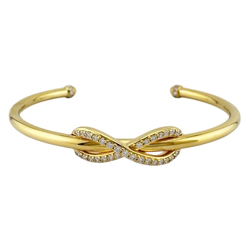 Tiffany & Co Infinity Cuff Bangle 18k Gold 18K Yellow Gold With Diamonds Ladies