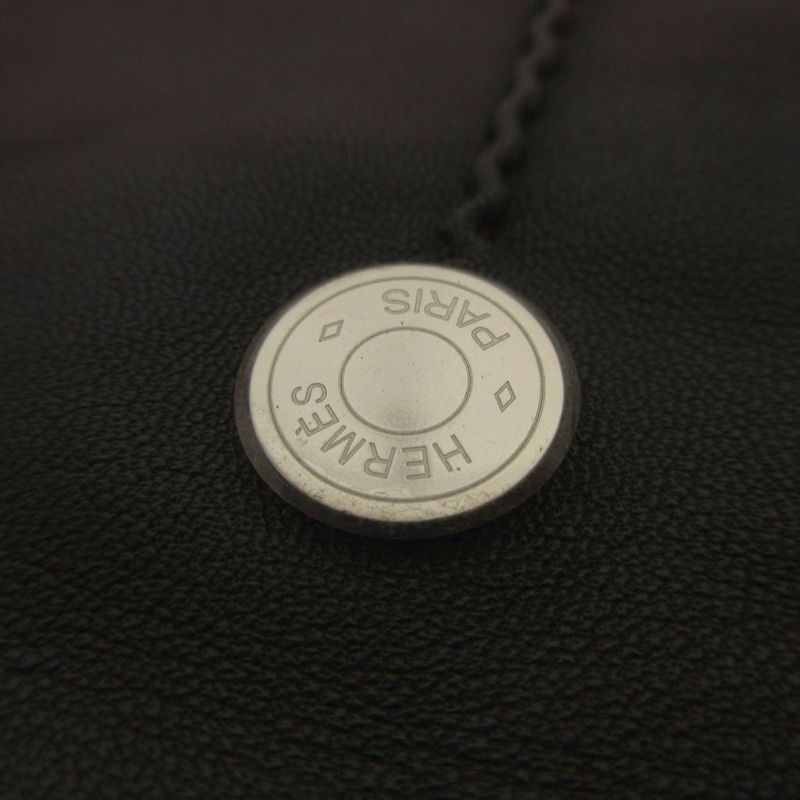 Hermes Leather Gloves Serie Button Dark Brown AA - ECT