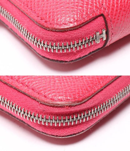 Hermes Round Zipper Wallet Silver Hardware U Engraved Azap Compact Silk Quinn