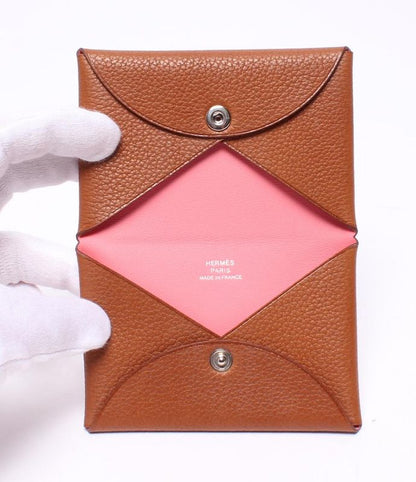 Hermes Card Case Business Card Holder Engraved Y Calvi Verso Unisex Hermes