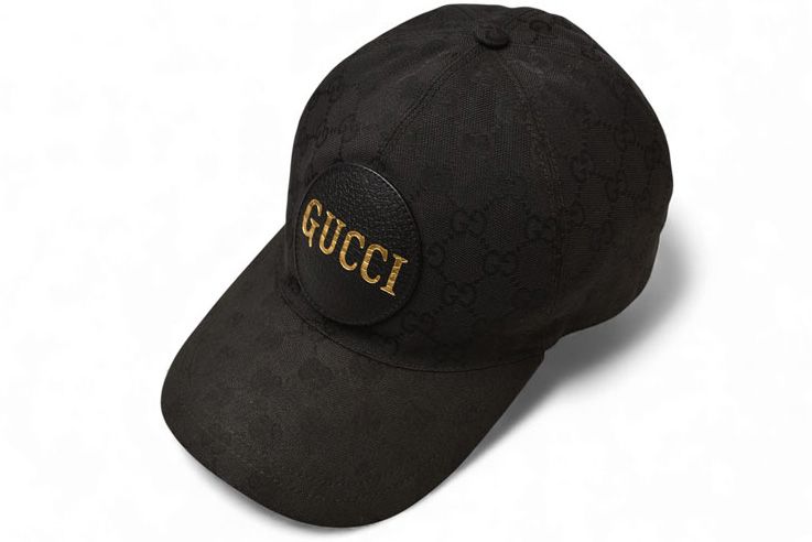 Gucci Baseball Cap Hat Gucci Gold Foil Embossed GG Black 576253 4hg53 1060 Size