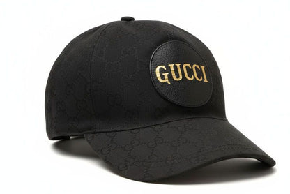 Gucci Baseball Cap Hat Gucci Gold Foil Embossed GG Black 576253 4hg53 1060 Size