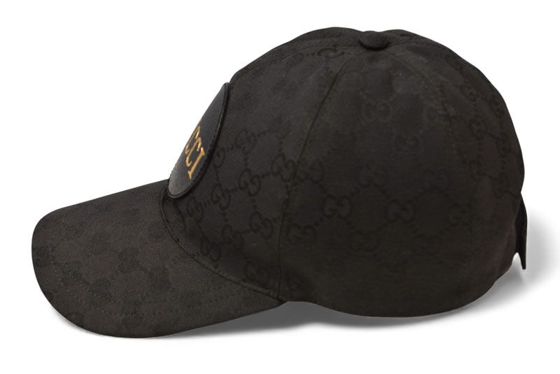 Gucci Baseball Cap Hat Gucci Gold Foil Embossed GG Black 576253 4hg53 1060 Size