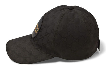 Gucci Baseball Cap Hat Gucci Gold Foil Embossed GG Black 576253 4hg53 1060 Size