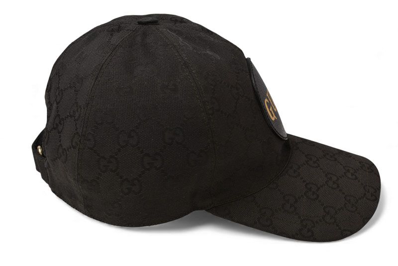Gucci Baseball Cap Hat Gucci Gold Foil Embossed GG Black 576253 4hg53 1060 Size