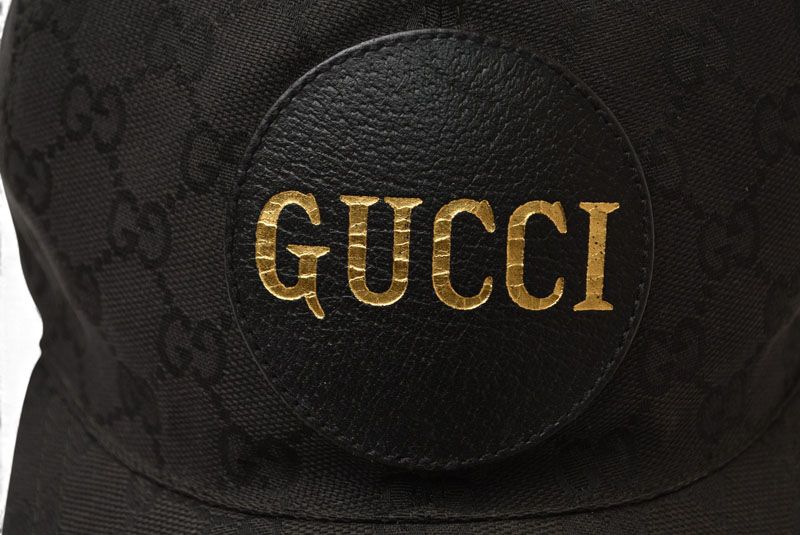 Gucci Baseball Cap Hat Gucci Gold Foil Embossed GG Black 576253 4hg53 1060 Size