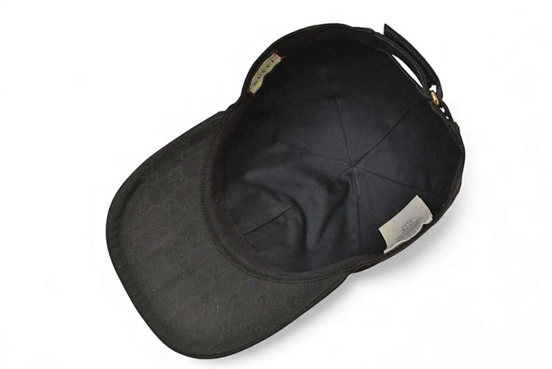 Gucci Baseball Cap Hat Gucci Gold Foil Embossed GG Black 576253 4hg53 1060 Size