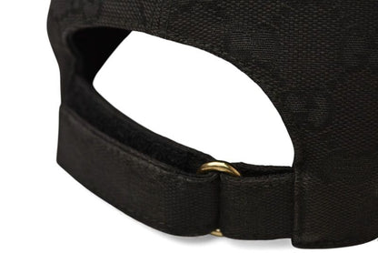 Gucci Baseball Cap Hat Gucci Gold Foil Embossed GG Black 576253 4hg53 1060 Size