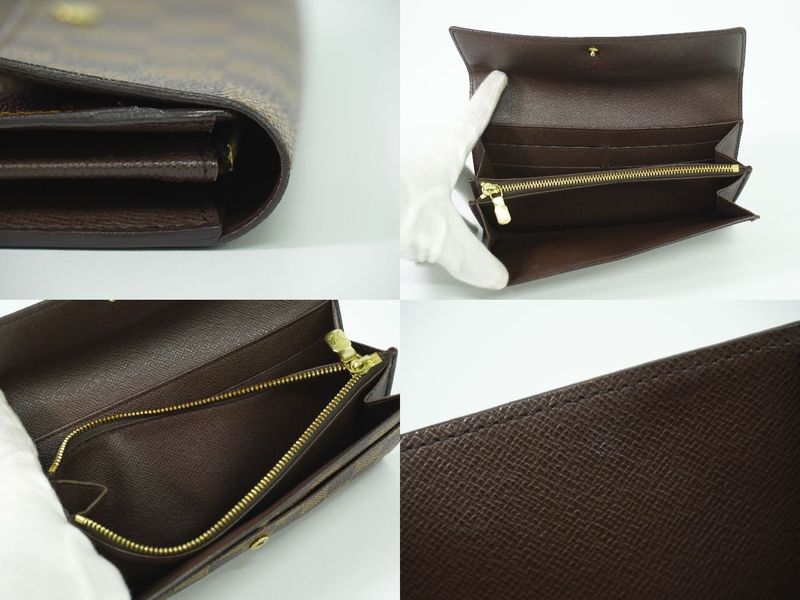 Authentic Louis Vuitton LV Portefeuille International Damier Ebène Long Wallet