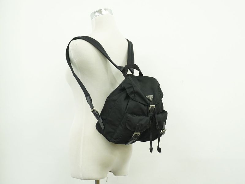 Authentic Prada Vela Backpack Sac Backpack Nylon Black B6677 Vela Bag Pre-owned