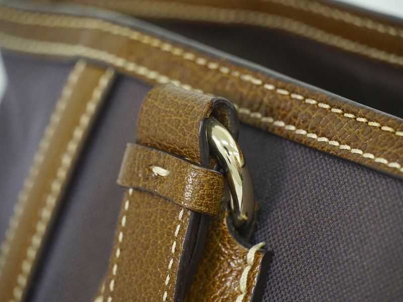 Authentic Celine Carriage Logo Tote Handbag Canvas Brown Bag Pre-owned [follow-u