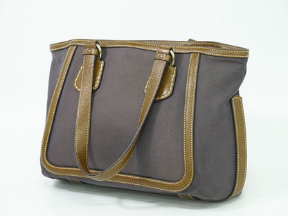 Authentic Celine Carriage Logo Tote Handbag Canvas Brown Bag Pre-owned [follow-u