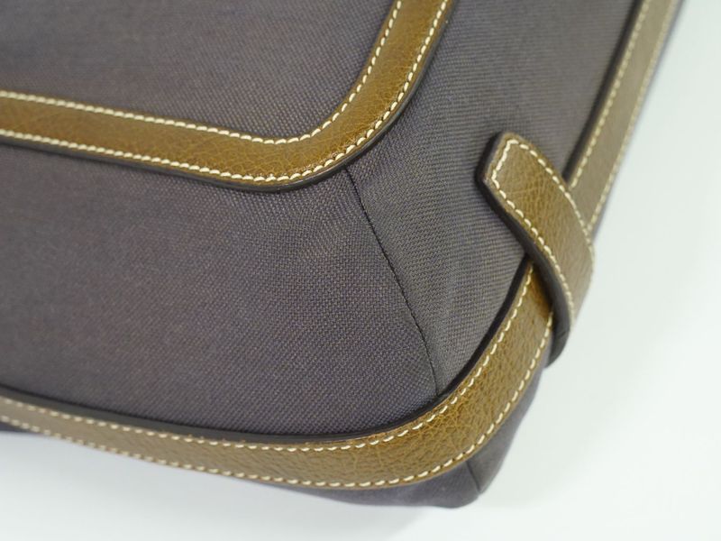 Authentic Celine Carriage Logo Tote Handbag Canvas Brown Bag Pre-owned [follow-u