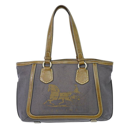 Authentic Celine Carriage Logo Tote Handbag Canvas Brown Bag Pre-owned [follow-u