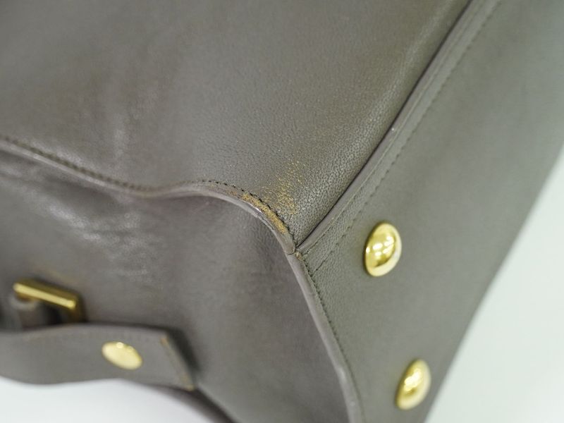 Authentic Yves Saint Laurent YVES Saint Laurent YSL Cabas Susic Handbag Gray