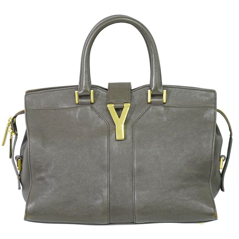 Authentic Yves Saint Laurent YVES Saint Laurent YSL Cabas Susic Handbag Gray