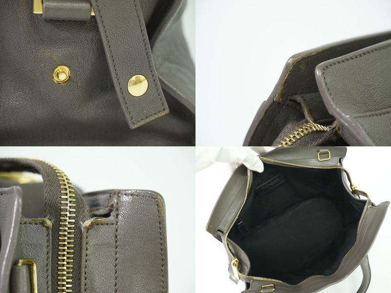 Authentic Yves Saint Laurent YVES Saint Laurent YSL Cabas Susic Handbag Gray