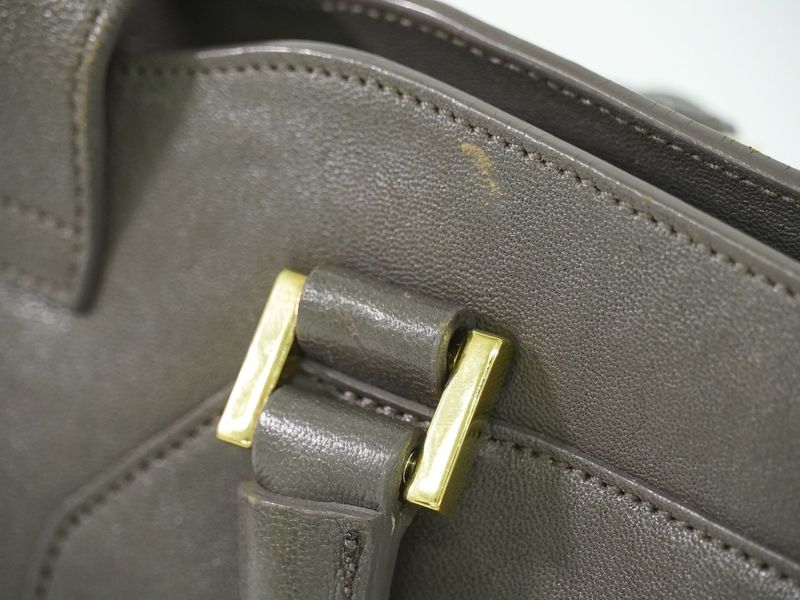 Authentic Yves Saint Laurent YVES Saint Laurent YSL Cabas Susic Handbag Gray