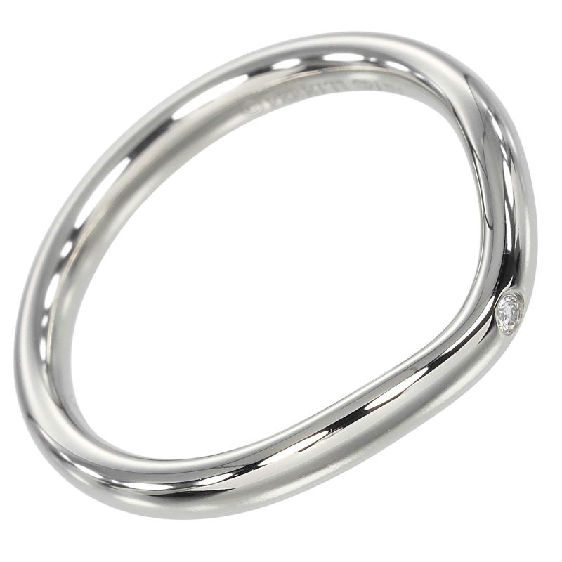 Tiffany & Co Curved Band Pt950platinum X 1P Diamond #7.5 Ladies 3.8g Ring