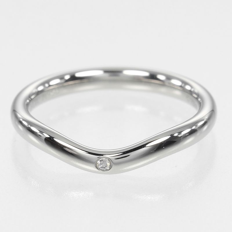 Tiffany & Co Curved Band Pt950platinum X 1P Diamond #7.5 Ladies 3.8g Ring