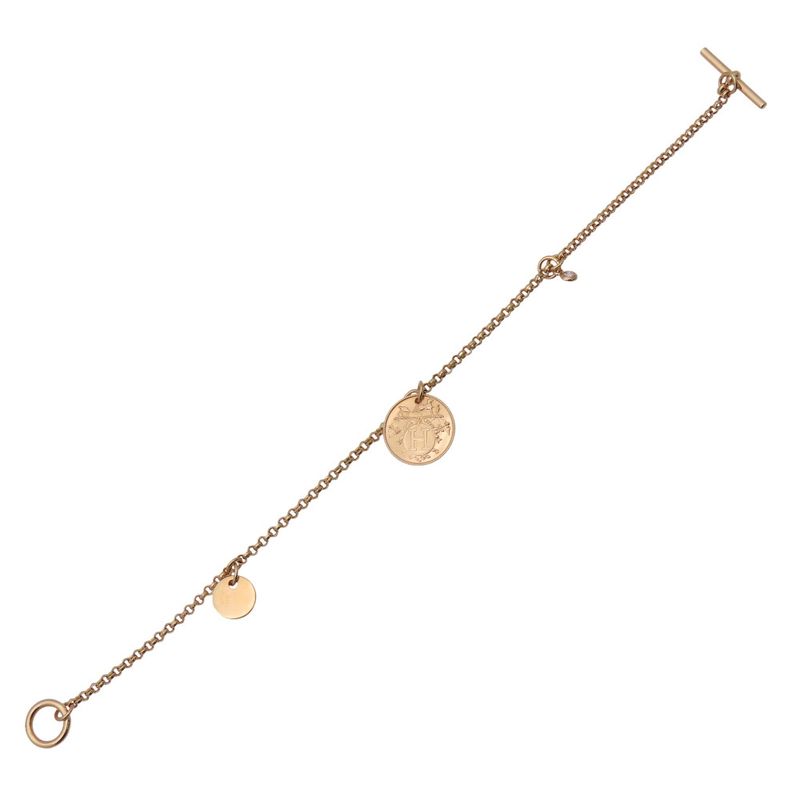 Hermes Exlibris PM 18K Pink Gold And Diamonds Bracelet Diamond Jewelry 0251herme
