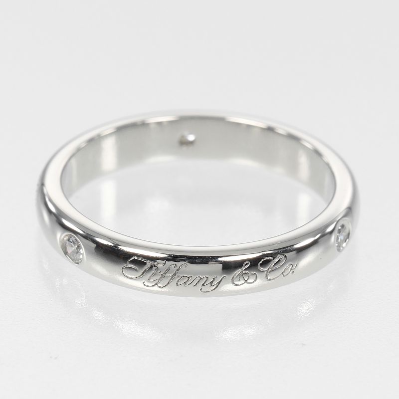 Tiffany & Co Notes Lucida Pt950platinum × 3P Diamonds 7.5 Ladies 4g Ring