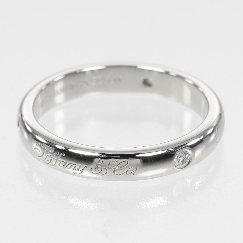 Tiffany & Co Notes Lucida Pt950platinum × 3P Diamonds 7.5 Ladies 4g Ring