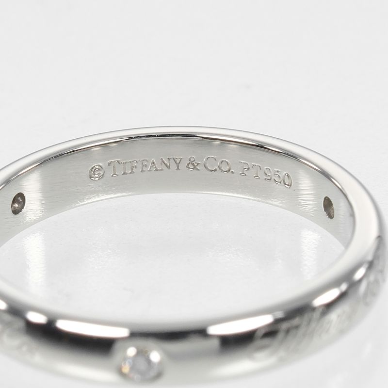 Tiffany & Co Notes Lucida Pt950platinum × 3P Diamonds 7.5 Ladies 4g Ring