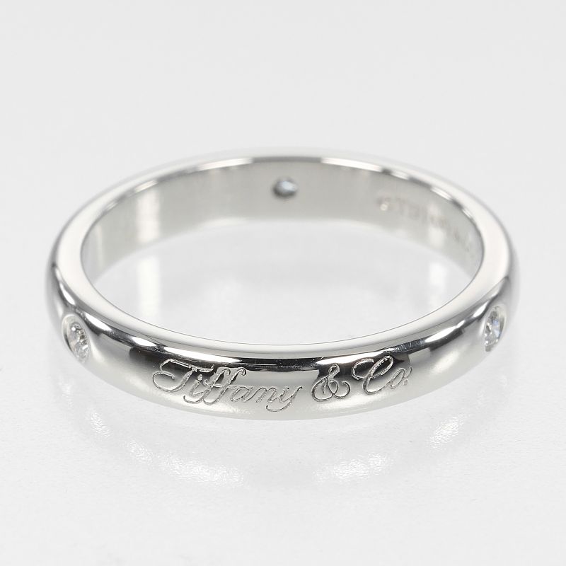 Tiffany & Co Notes Lucida Pt950platinum × 3P Diamonds 7.5 Ladies 4g Ring